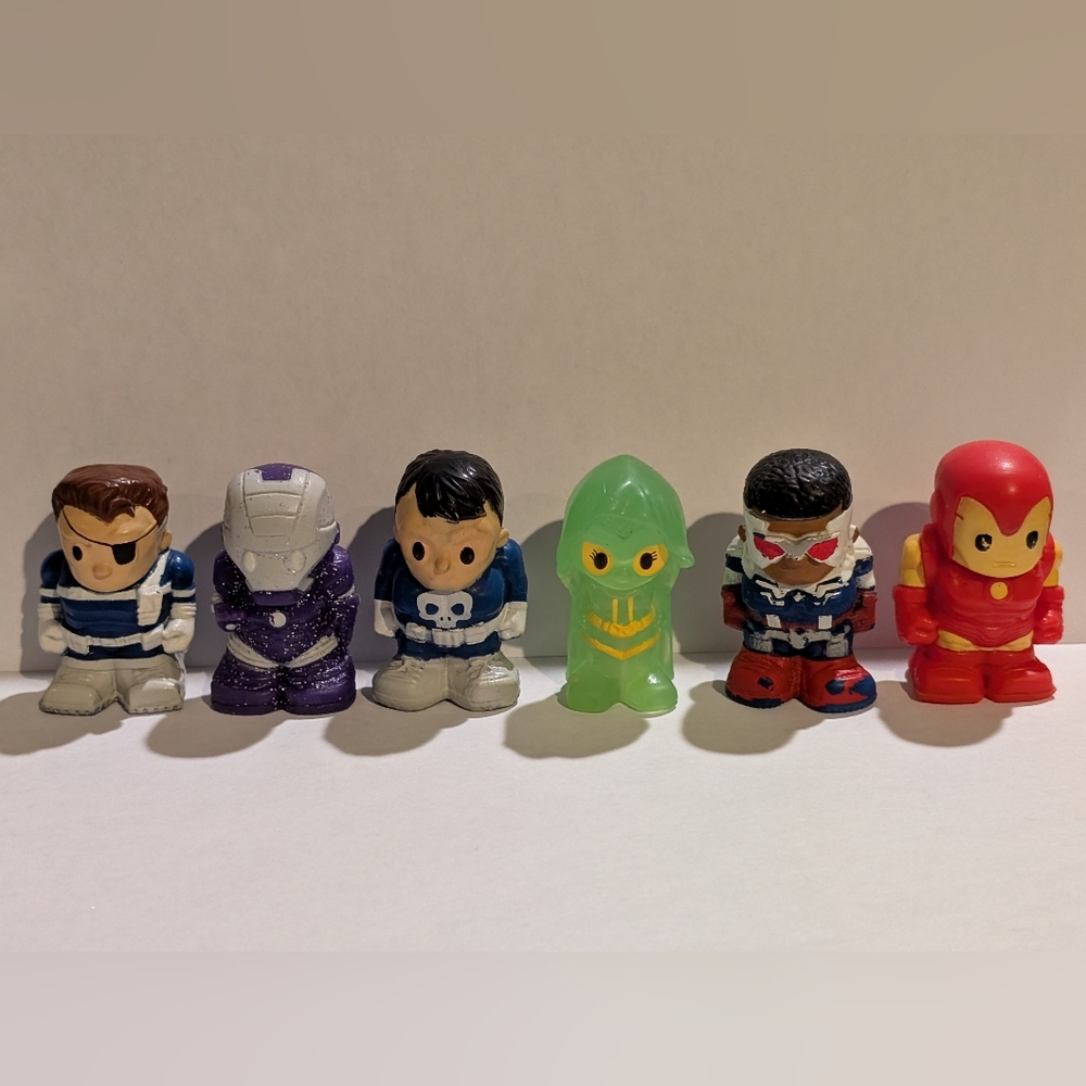 Collection Of 6 Marvel Ooshies Pencil Toppers Including Rare Glitter Iron Man!
